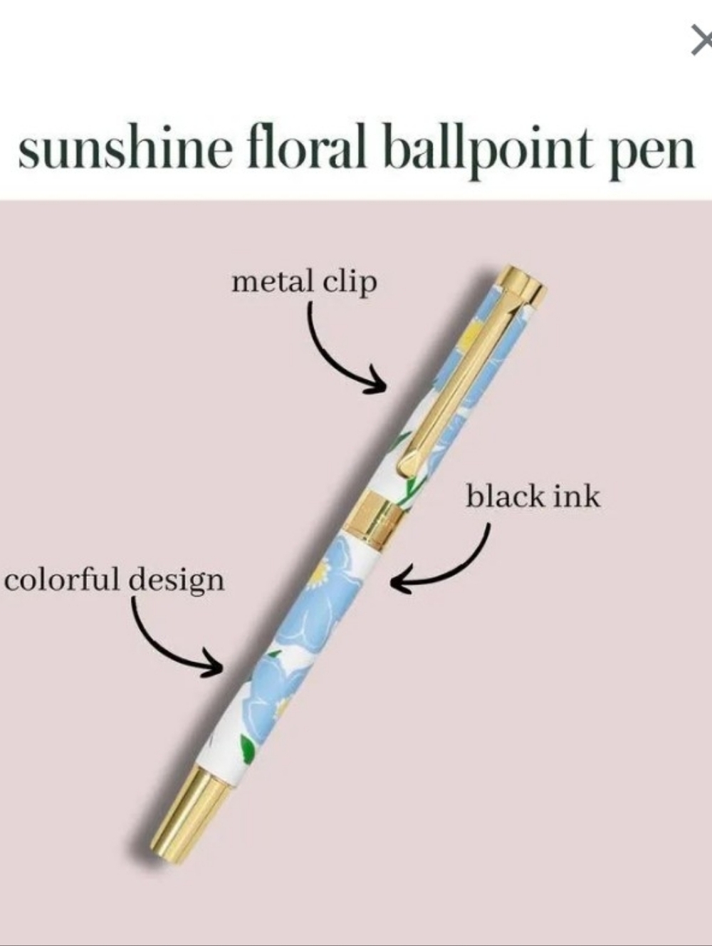 kate spade NEW YORK Ballpoint Pen Sunshine Floral BRAND-NEW w/tag/box